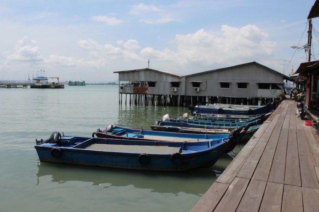 Blue speedboats, Chew Clan Jetty.