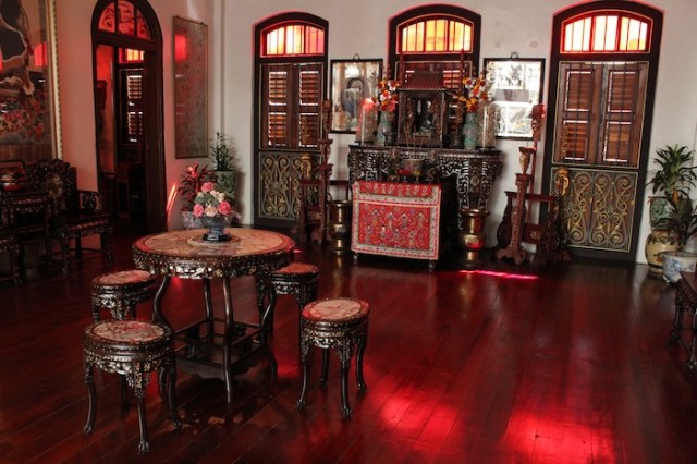 Interior of the Pinang Peranakan Mansion, an authentic recreation of the private domicile of a wealthy Straits Chinese family.