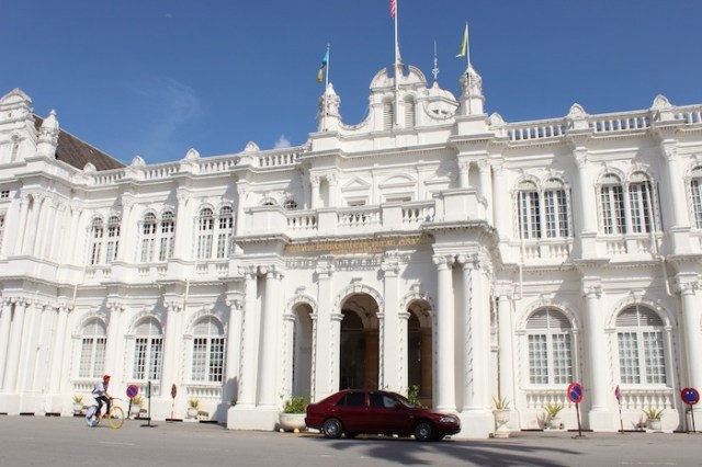 A boy and his bike: close-up of City Hall (1902). Jalan Padang Kota Lama.