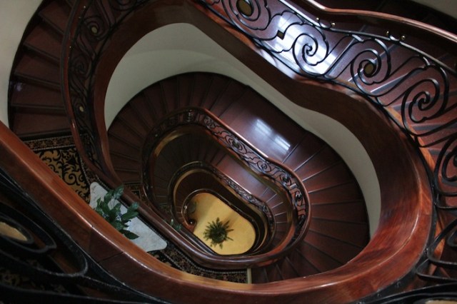 The mise-en-abime of the hotel’s main stairwell.