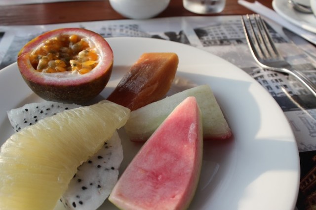 Fresh local fruits at breakfast.