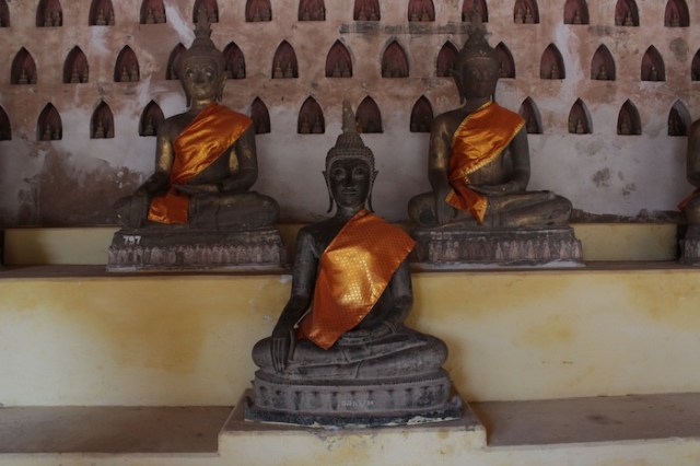 Fig. 2 – Buddhas in Wat Sisaket – the oldest temple in Vientiane, spared the destruction by the vindictive Siamese, because it was built in the Siamese style. 