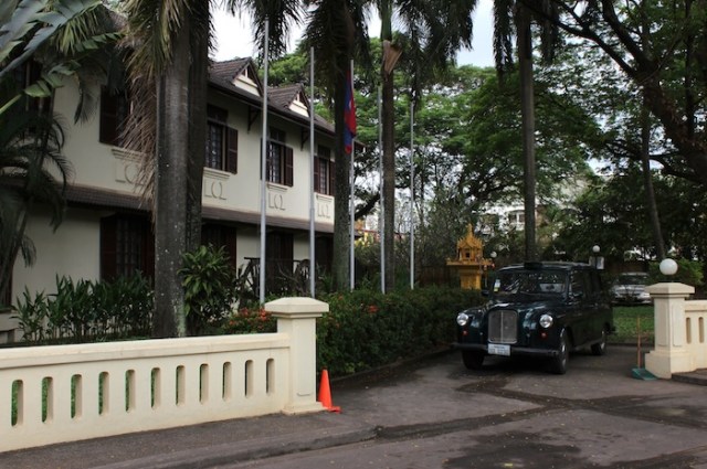 The hotel’s rickety old London Cab, which drives on the opposite side of the road, to rather amusing effect.