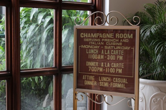The Champagne Room: European Dining in period American splendour.