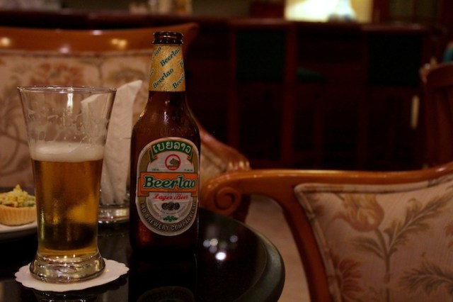 Beer Lao, at the Colonial Bar. 