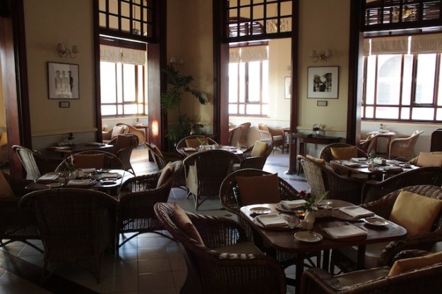 Sunlight streaming through the Strand Café.  