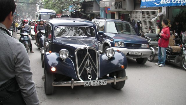Driving through the old Town in the hotel’s 1950s Citroen, 2010.    