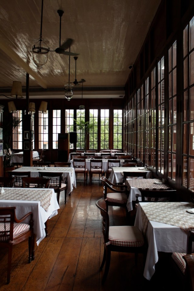 The Dining Saloon of Cafe Batavia, passing off as the Dining Room of the Hotel Des Indes