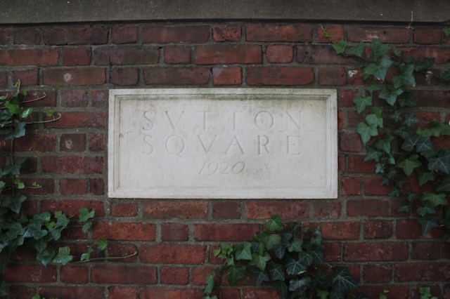 43 – An old marble plaque reveals this place to be Sutton Square.  