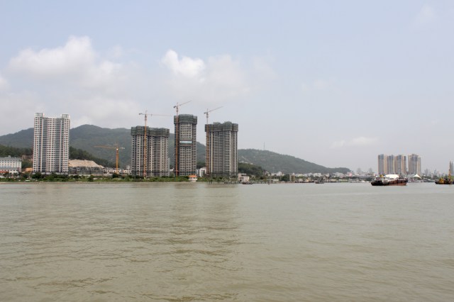 The Chinese cit of Zhuhai, now within swimming distance of Macao's waterfront esplanade.