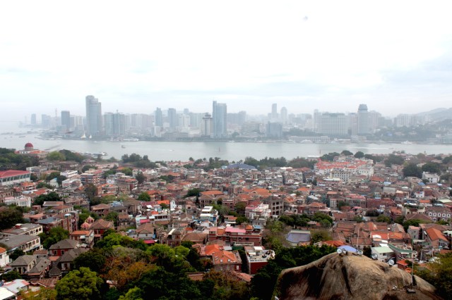 View of Gulangyu Island and the Xiamen Skyline from the Sunlight Rock (日光岩) - the highest point on Gulangyu Island.