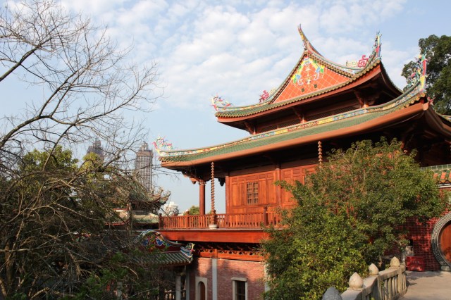 One of the temples in the South Putuo Temple complex, perched on the slopes of Mount Putuo.