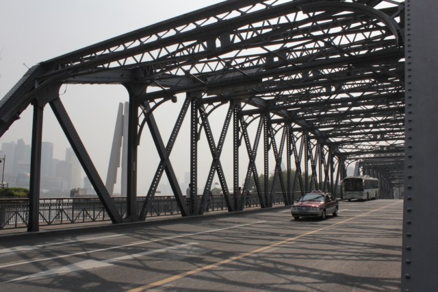 The Garden Bridge, one of the oldest bridges in Shanghai, built over the Suzhou Creek. This version was built in 1908.
