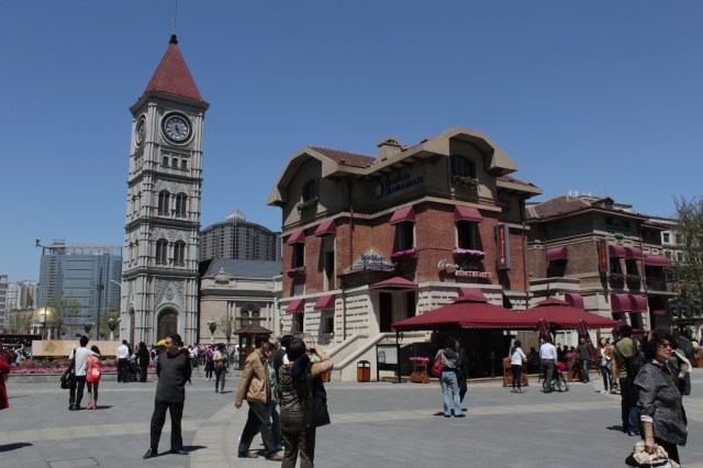 The Italian Concession, with a view of the Cathedral and one of the many restored villas just off Piazza Regina Elena.