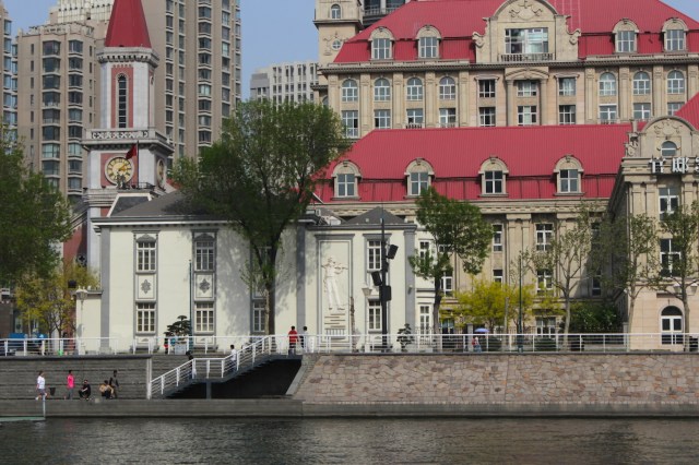 View across the river - note the relief of the violinist.