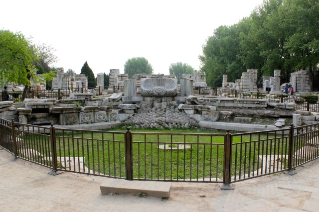 Ruins of the Haiyantang 海晏堂 - the famous water clock and fountain with 12 bronze statues of the Chinese Zodiac.  