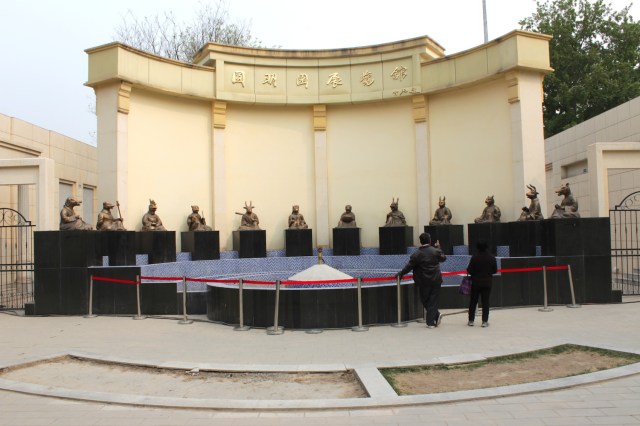 Recreation of the 12 bronze Zodiac Animals, to scale.  