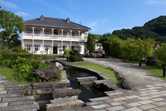 Many of the Treaty Port era European buildings have been gathered up and moved to Glover Gardens - a veritable theme park of historic architecture. This one is the former Mitsubishi second dock house.  