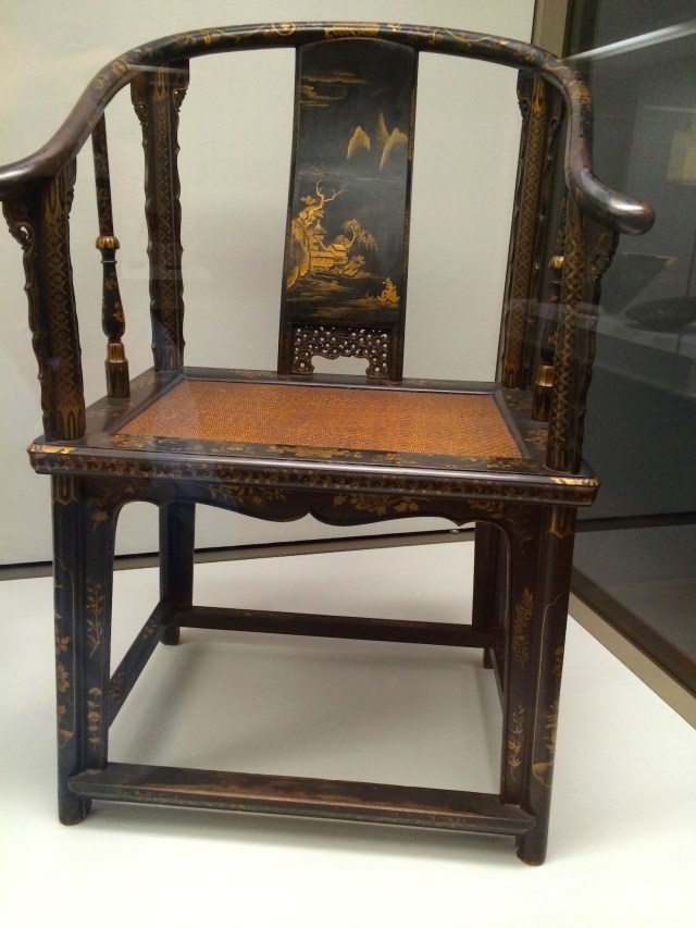 Nanban lacquer chair, possibly early Dutch period (mid to late 1600s). 