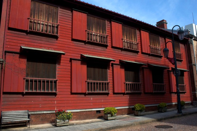 Warehouses behind the bund.