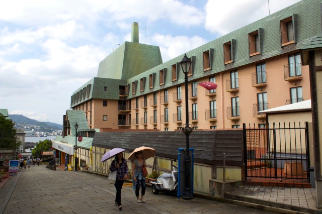 Side view of the hotel down towards the harbour. 