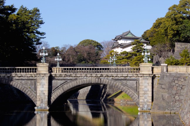 View of the Nijubashi 二重橋 and the Imperial Palace in Tokyo